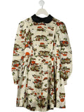 TBA Cream Botanical Mushroom Print Silk Dress UK XS