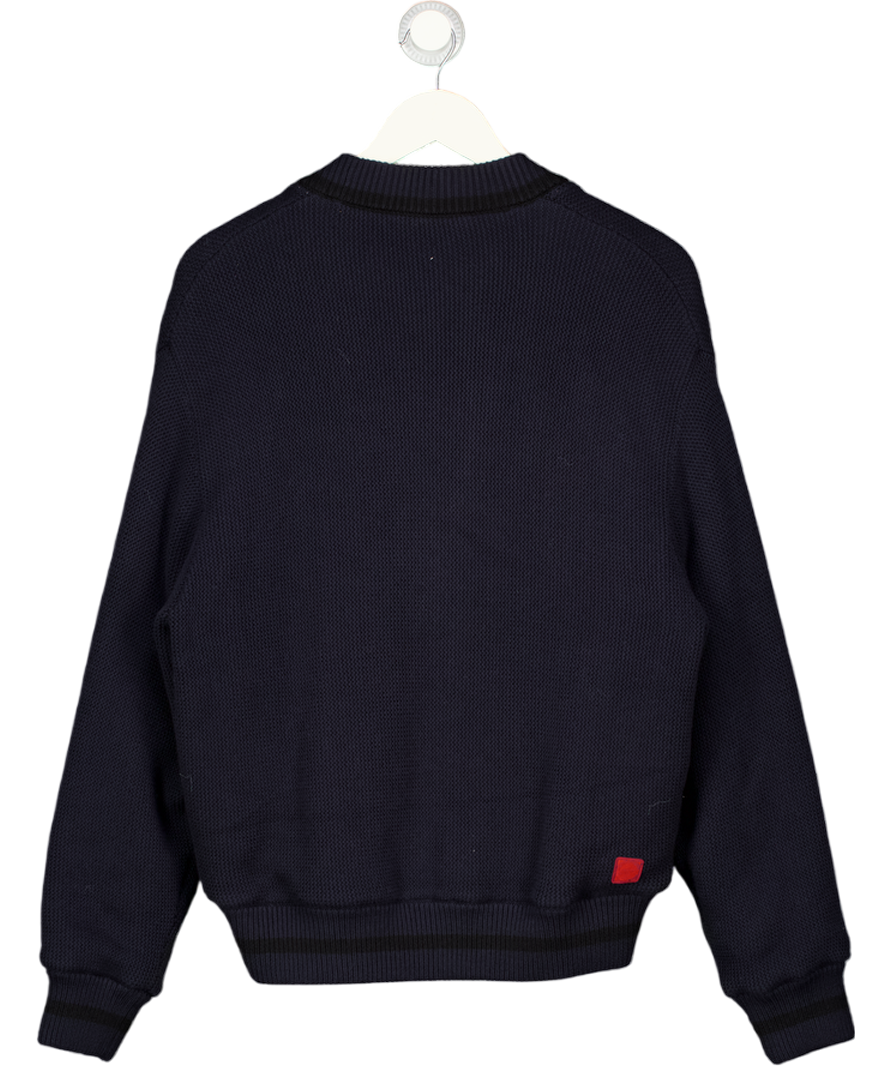 LACOSTE Blue X Clot Reversible Cotton / Cashmere Patch Cardigan UK S