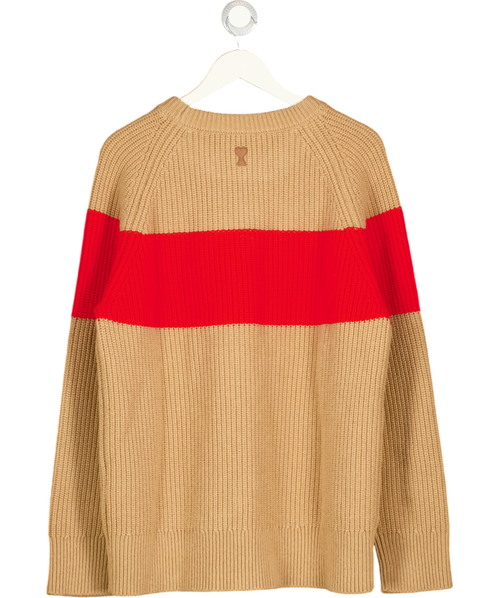AMI Paris Camel / Red  Holiday Capsule Wool Sweater UK M