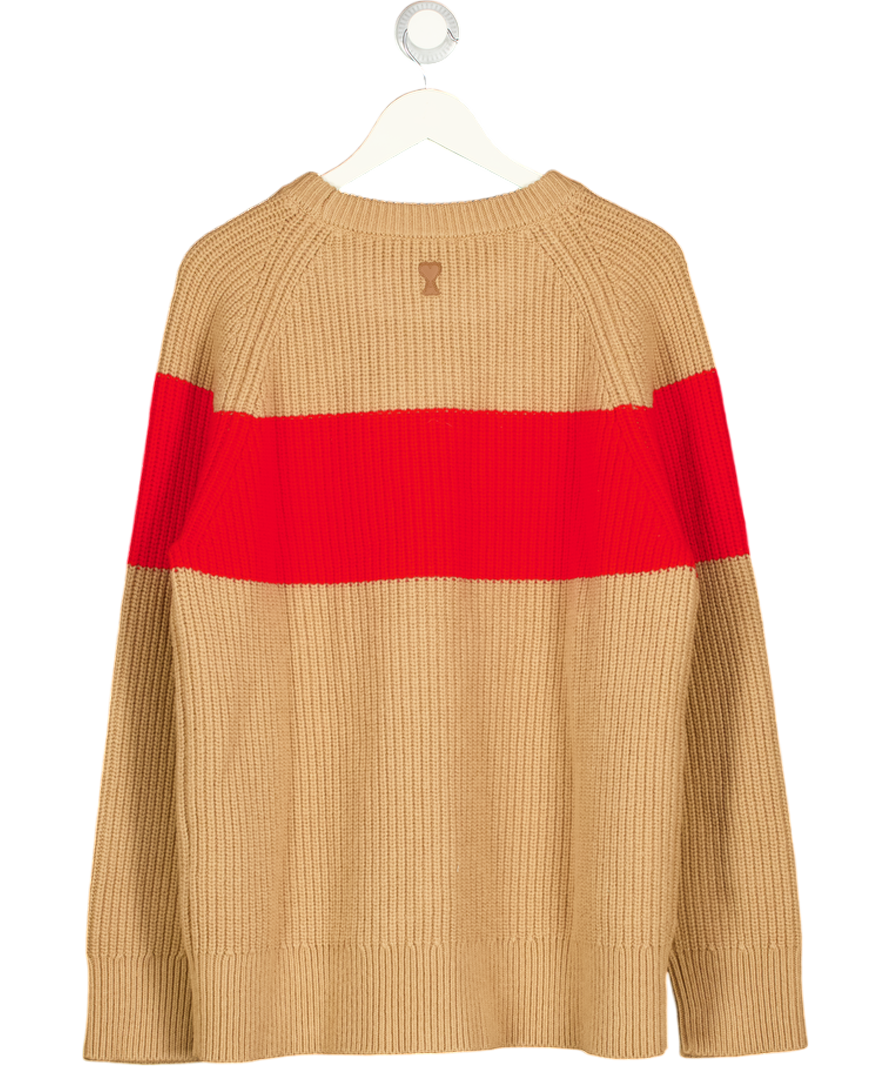 AMI Paris Camel / Red  Holiday Capsule Wool Sweater UK M