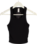 ALO Black Ribbed Nylon Blend Tank UK XS