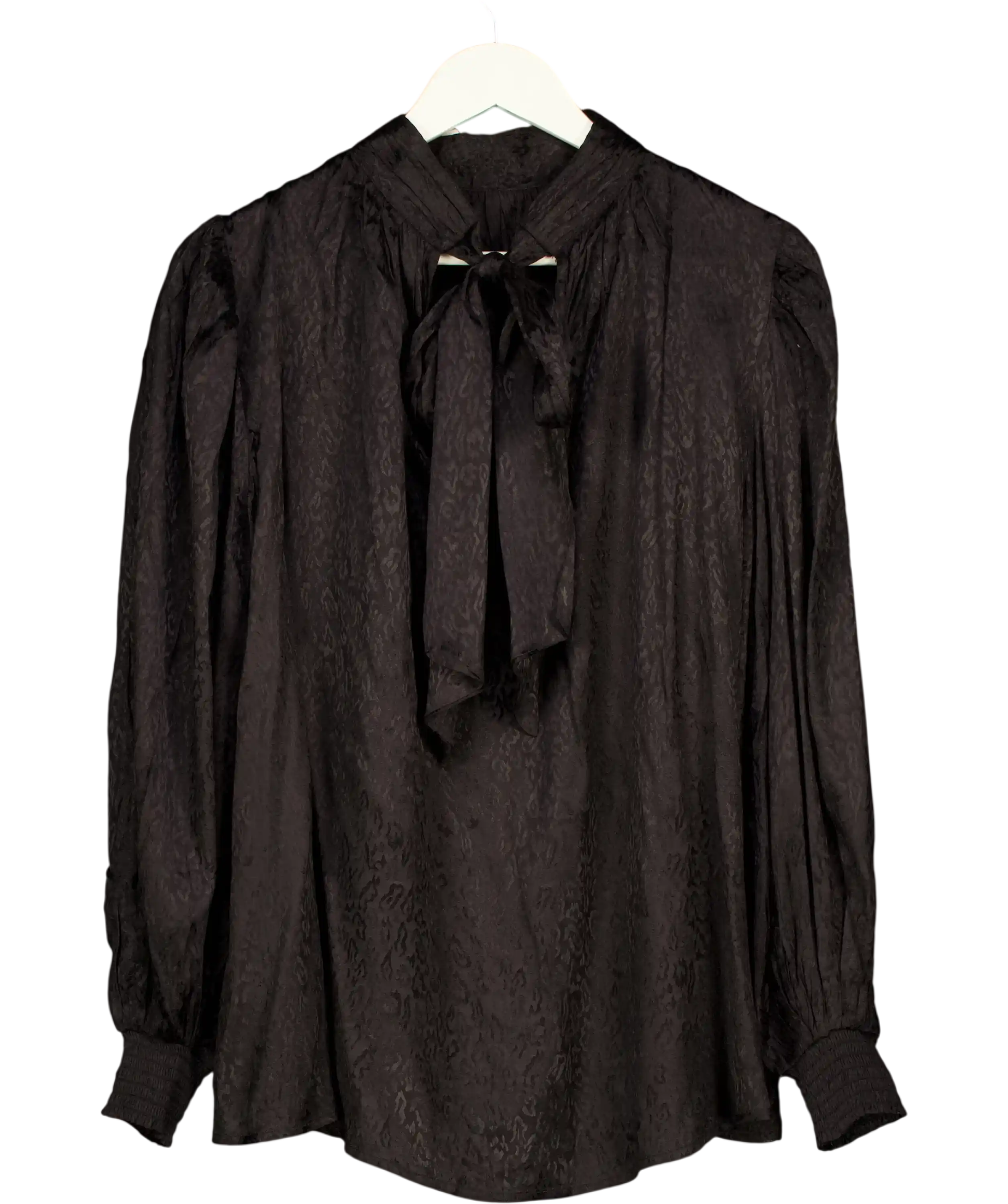 Lily & Lionel Black Animal Jacquard Molly Turtle Neck Bow Back  Blouse UK 10