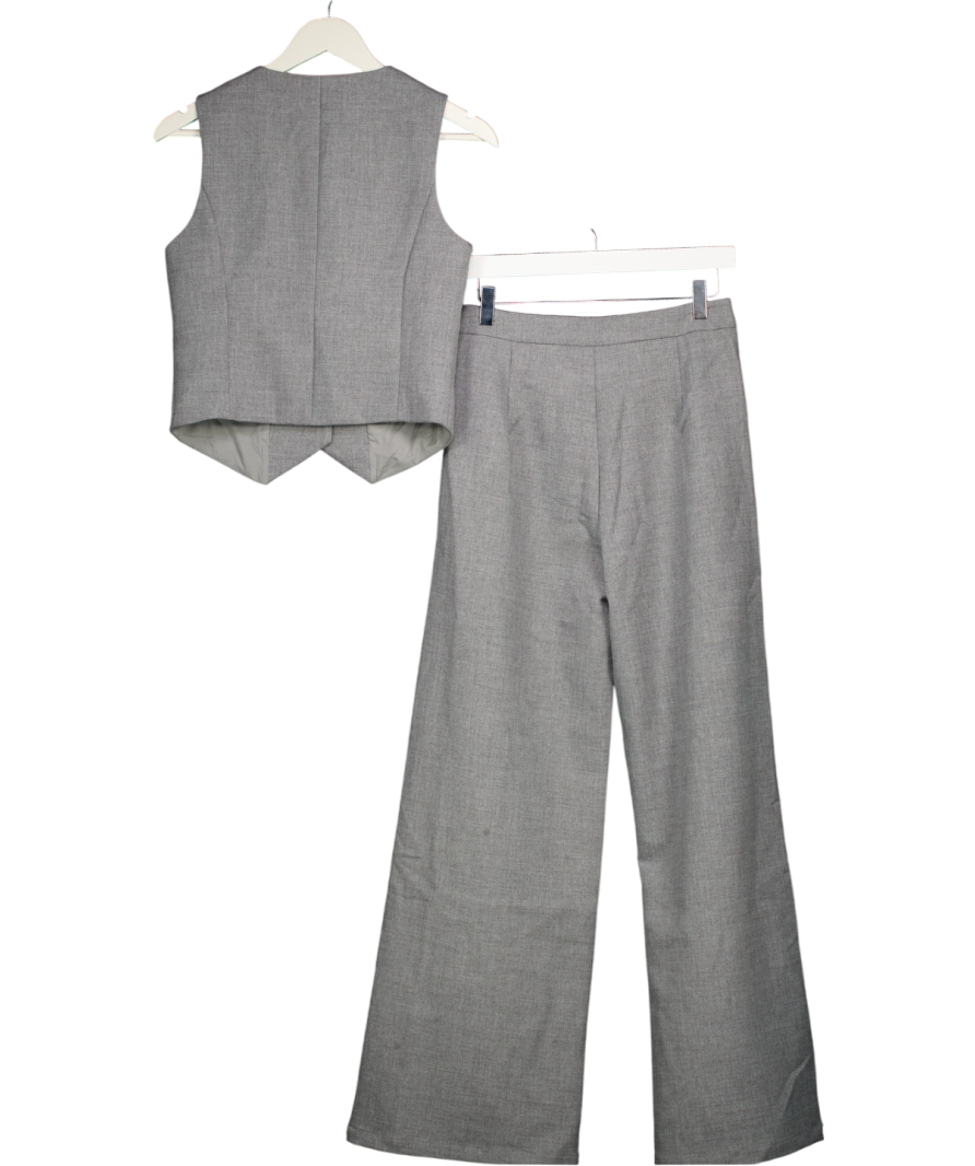 White Fox Grey Socialite Vest (xs) And Wide Leg Trouser Set UK S