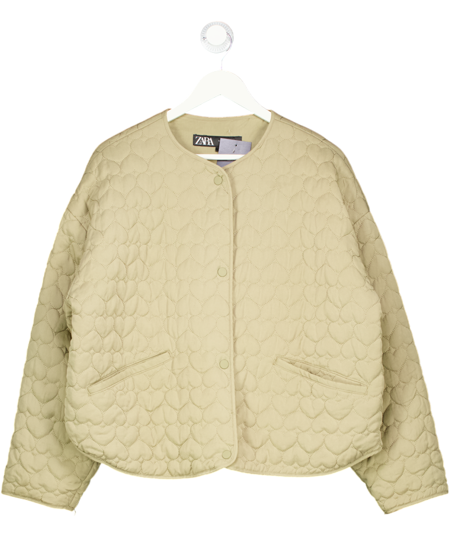 ZARA Green Heart Quilted Bomber Jacket UK XL