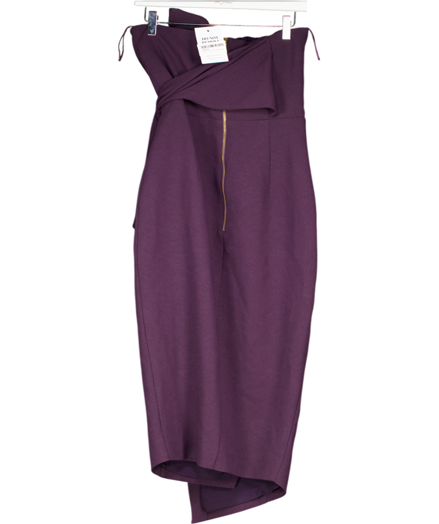 Misha COllection Misha Collection Purple Bandeau Drape Detail Pencil Dress UK 10