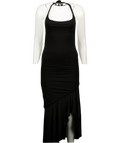 WHITE FOX Black Jersey Backless Halterneck Midi Dress UK M