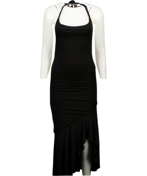 WHITE FOX Black Jersey Backless Halterneck Midi Dress UK M
