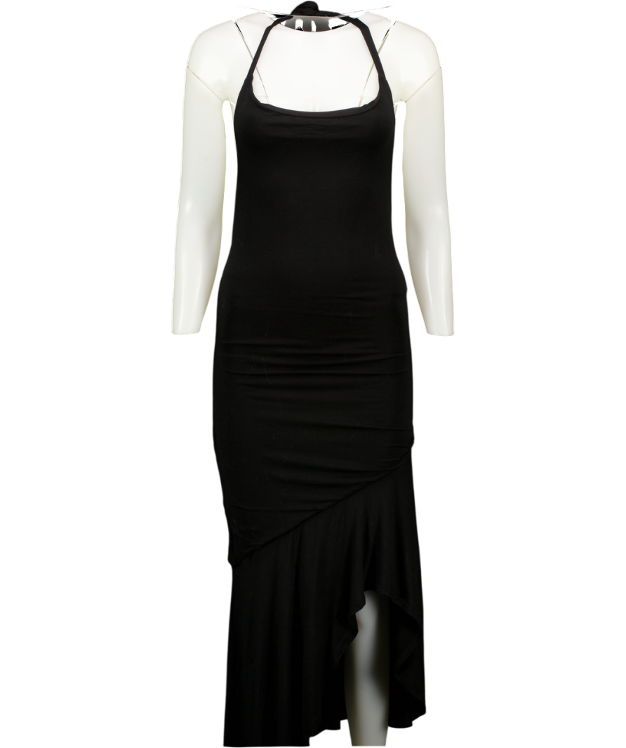 WHITE FOX Black Jersey Backless Halterneck Midi Dress UK M