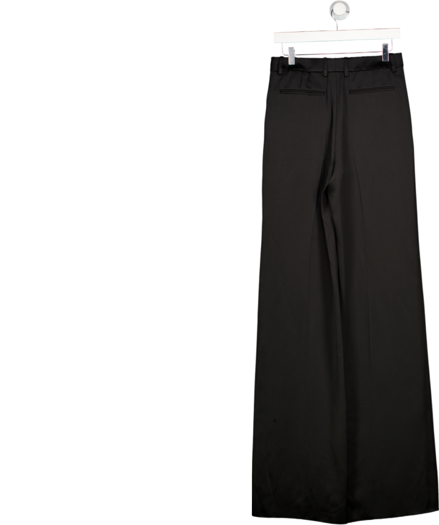 SAINT LAURENT Black Silk Satin Fully Lined Pleated Straight Leg Trousers Fr36 UK 8