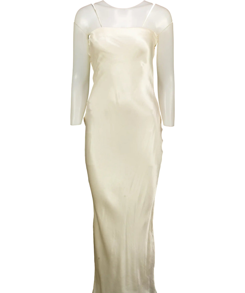 Sndys Cream Satin Bandeau Slip Dress UK 8