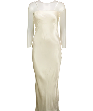 Sndys Cream Satin Bandeau Slip Dress UK 8