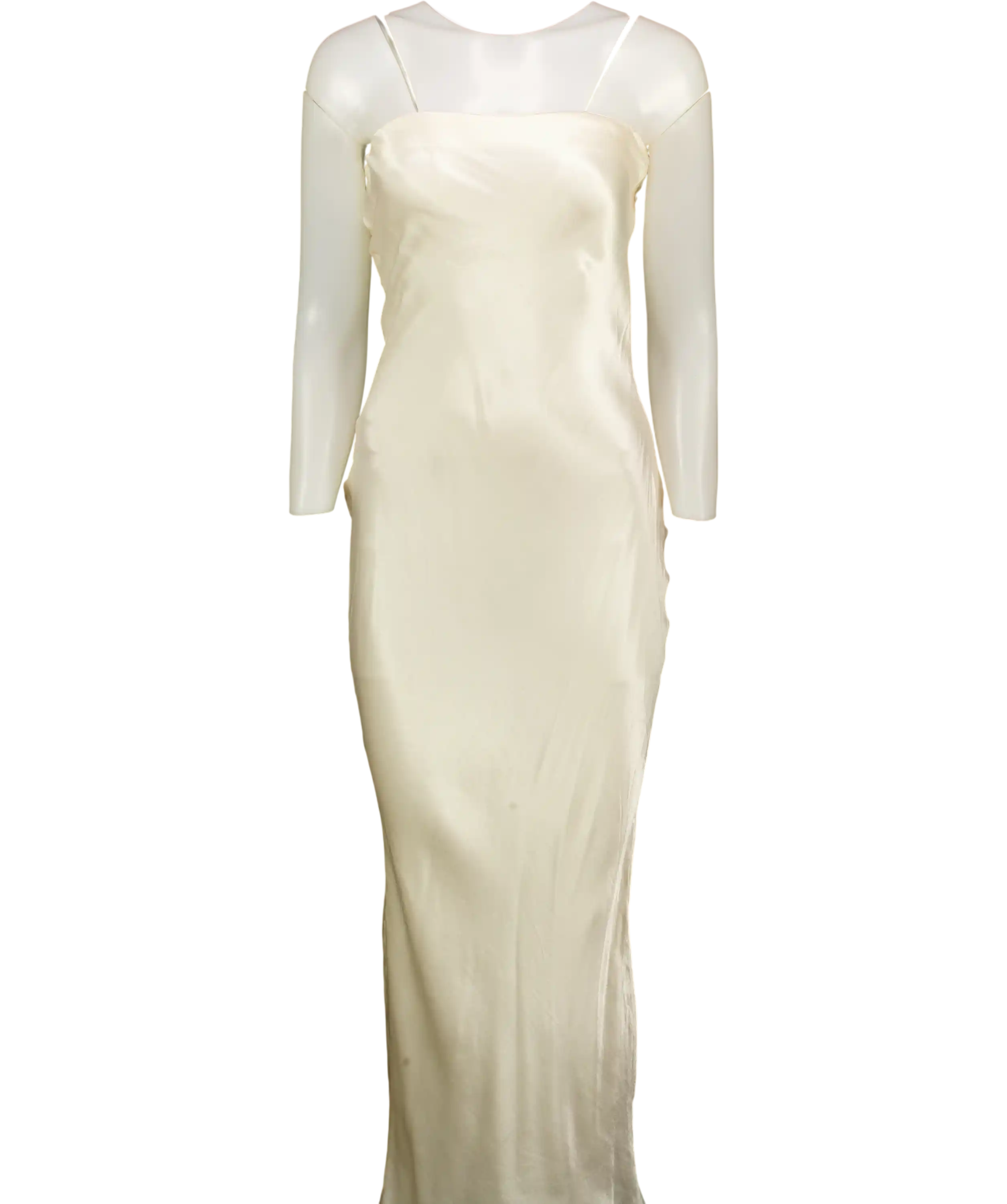 Sndys Cream Satin Bandeau Slip Dress UK 8