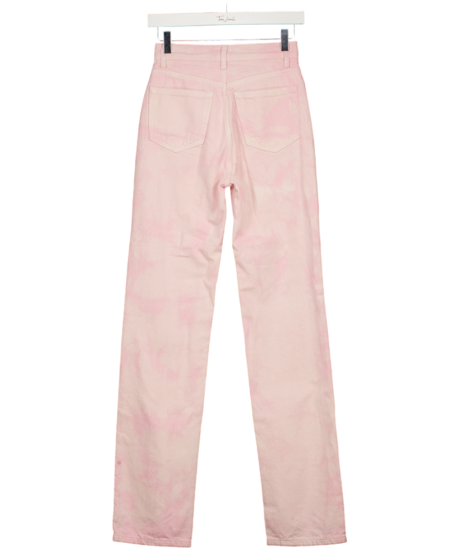 REFORMATION Cynthia Spiral High Rise Straight Long Jeans Pink Tie Dye W23