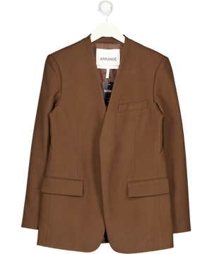 DISSH Ultimate Collarless Straight Blazer In Chocolate Brown UK 6