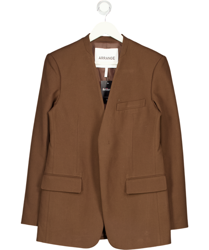 DISSH Ultimate Collarless Straight Blazer In Chocolate Brown UK 6