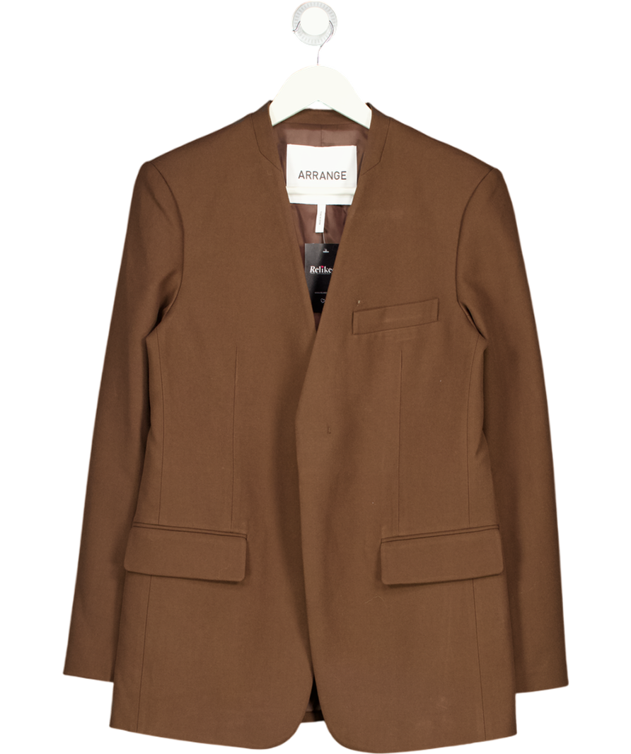 DISSH Ultimate Collarless Straight Blazer In Chocolate Brown UK 6