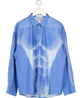 Papa's Lil Monster Blue Polka Printed Oversized Shirt UK L