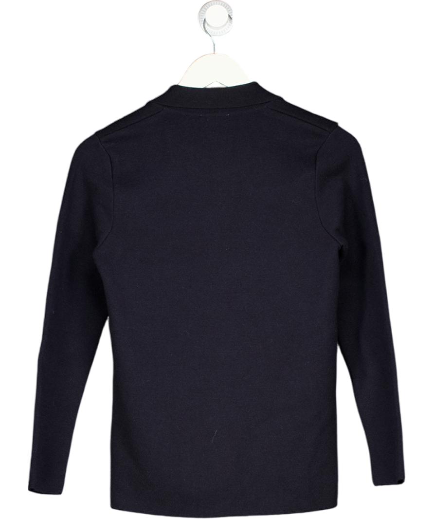 Sunspel Blue 100% Merino Wool Collared Cardigan UK XXS