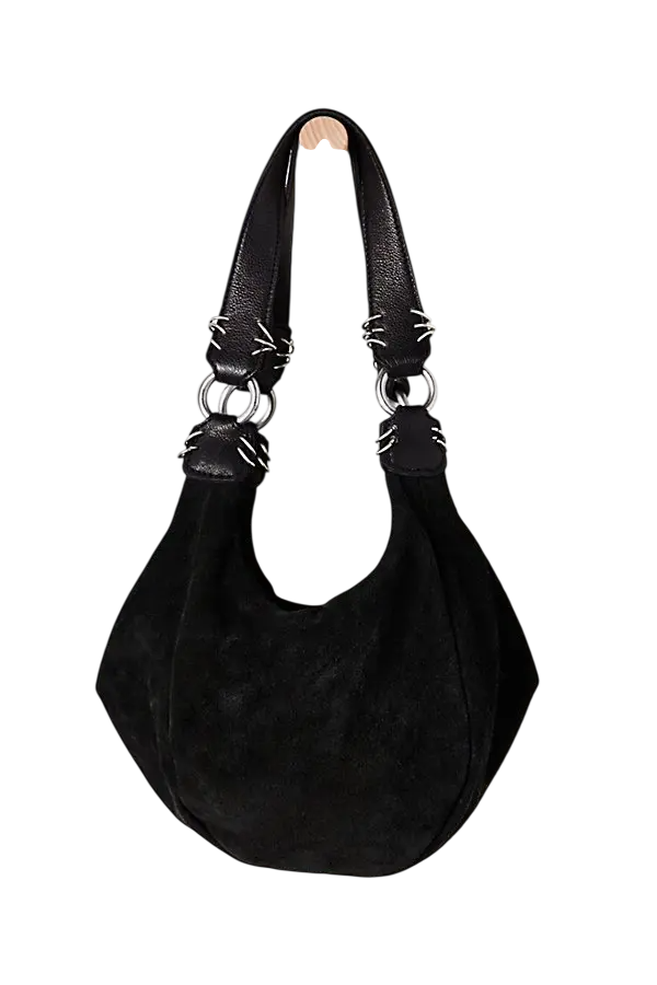 Free People Sochi Mini Suede Tote Shoulder Bag Black