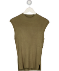 FRENCH CONNECTION Sleeveless High Neck Ribbed Jumper, Washed Khaki Green UK S
