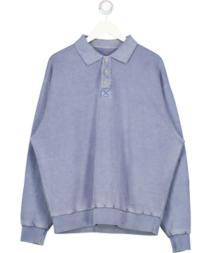 NON FICTION Vintage Blue Collared Sweatshirt UK L