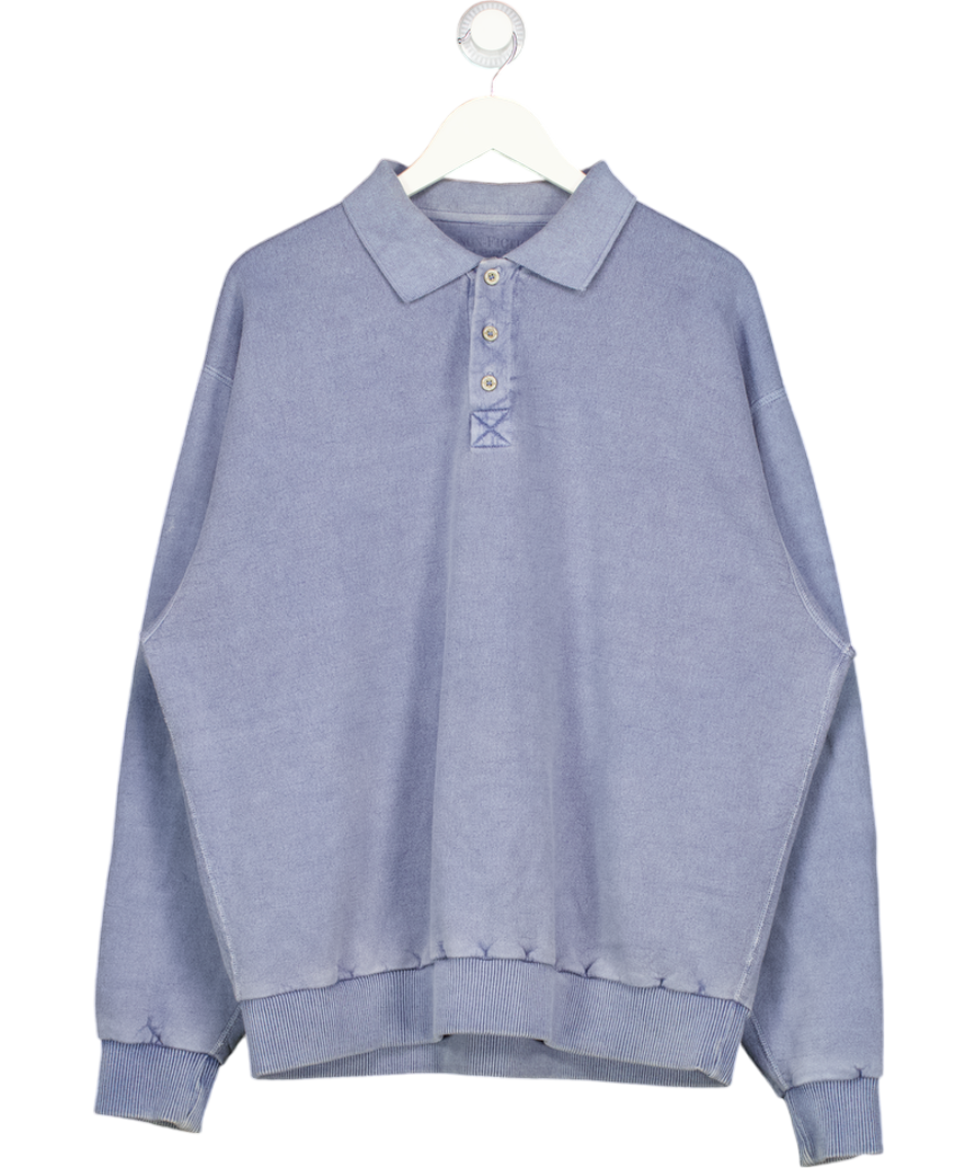 NON FICTION Vintage Blue Collared Sweatshirt UK L