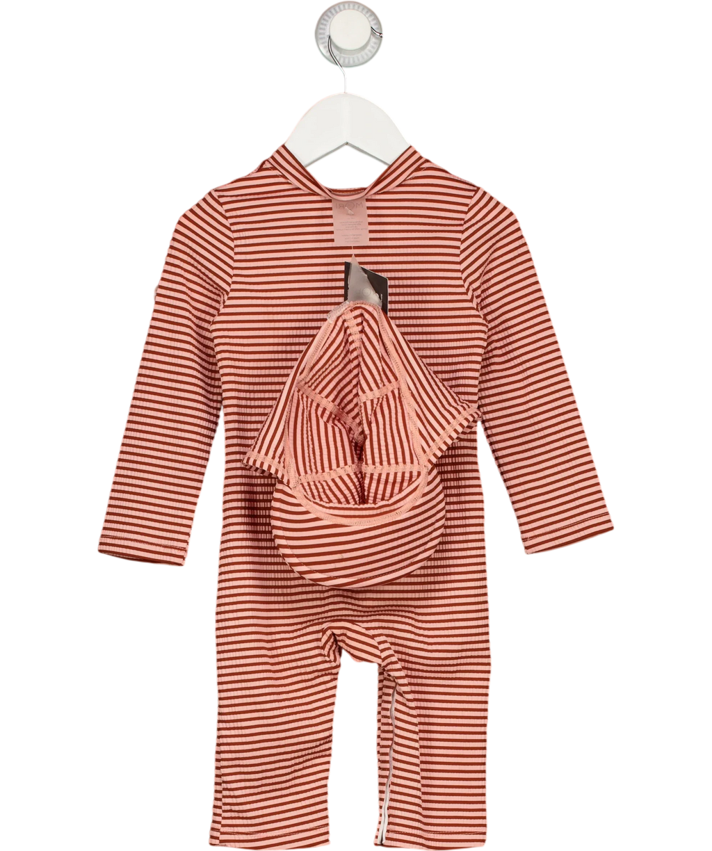 MORI Pink striped long-sleeve sunsafe/swim jumpsuit, size 18-24 Months — back
