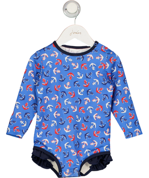 Rachel Riley Blue Anchor Print Long Sleeve Swimsuit 18-24M