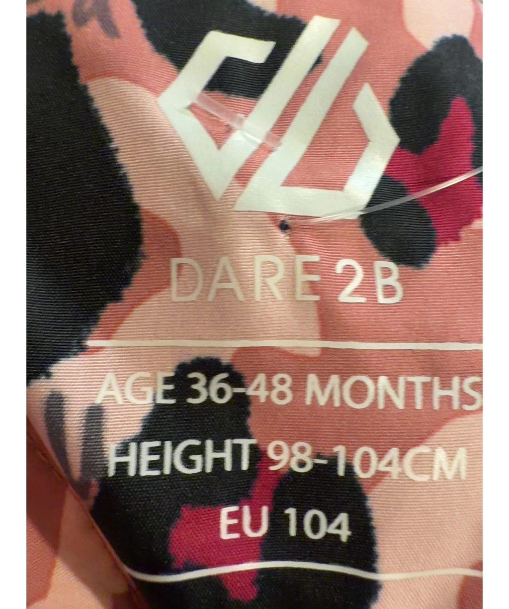 DARE2B Pink Kids Bambino II Insulated Snowsuit, size 3 Years — care label