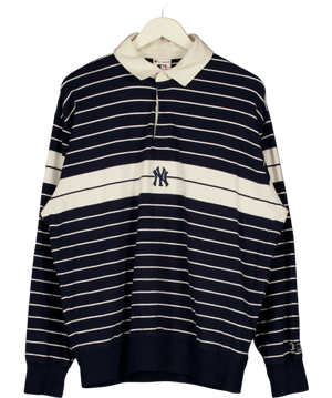 Champion X Mlb New York Yankees Striped Rugby Shirt Navy Blue UK XL