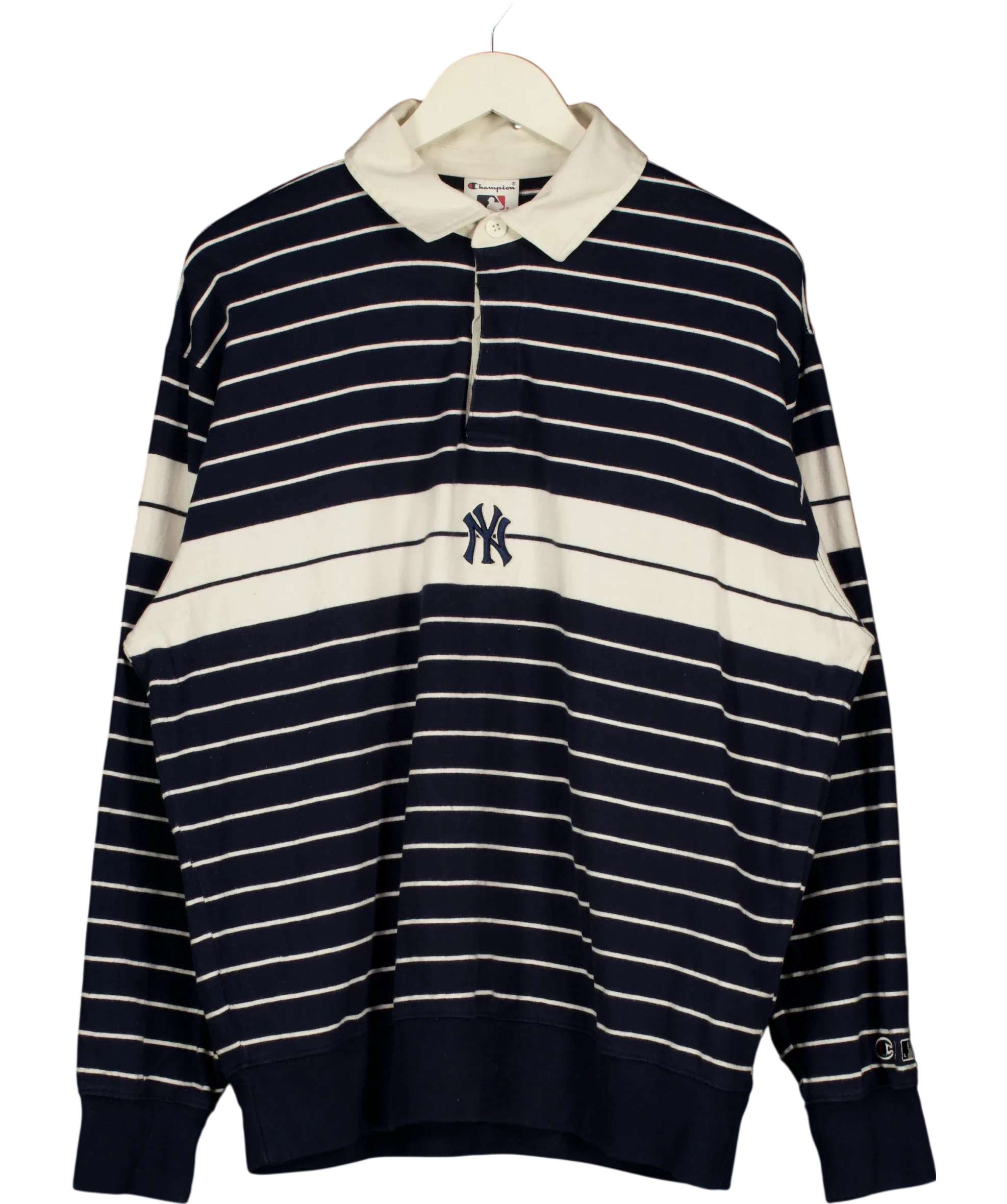 Champion Blue x MLB New York Yankees Striped Rugby Shirt Navy blue, size UK XL — front