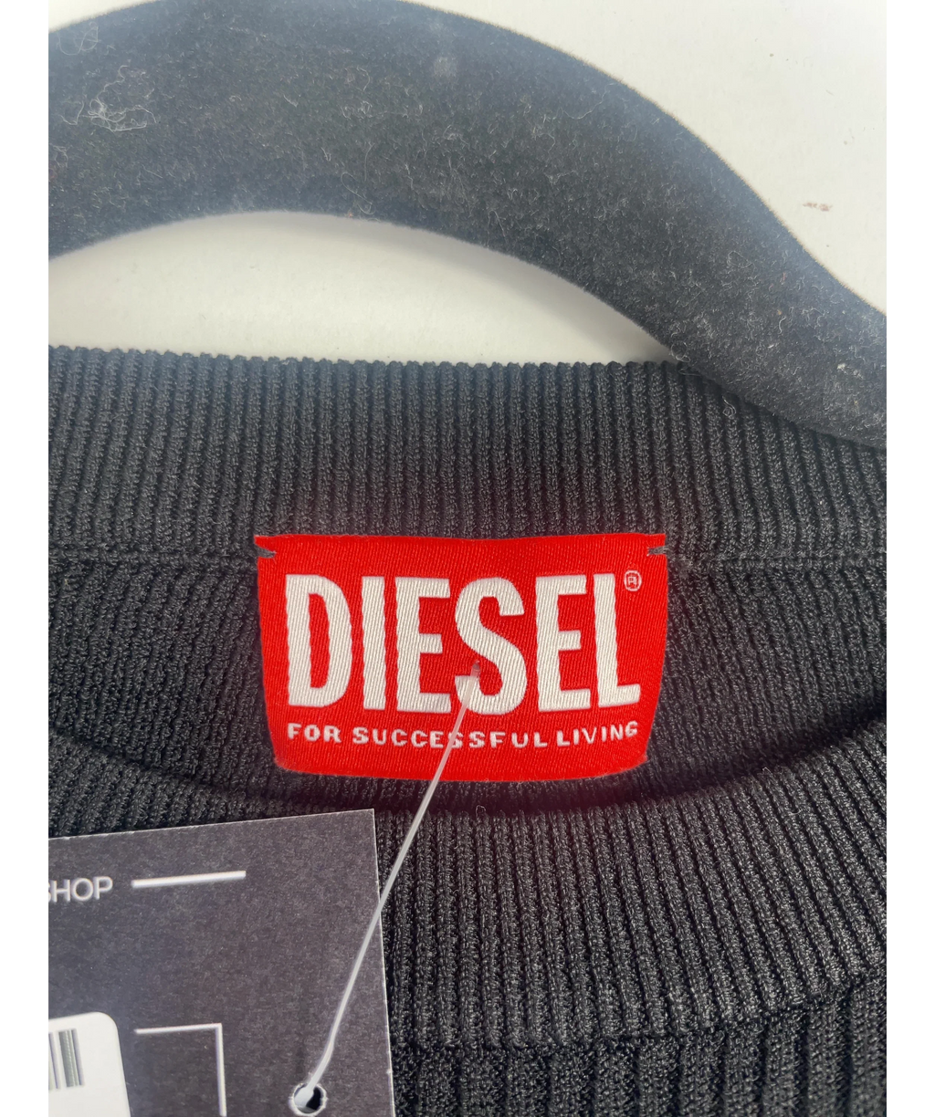 Diesel Black M-Valari Rib-Knit Crop Top Black, size UK S — detail
