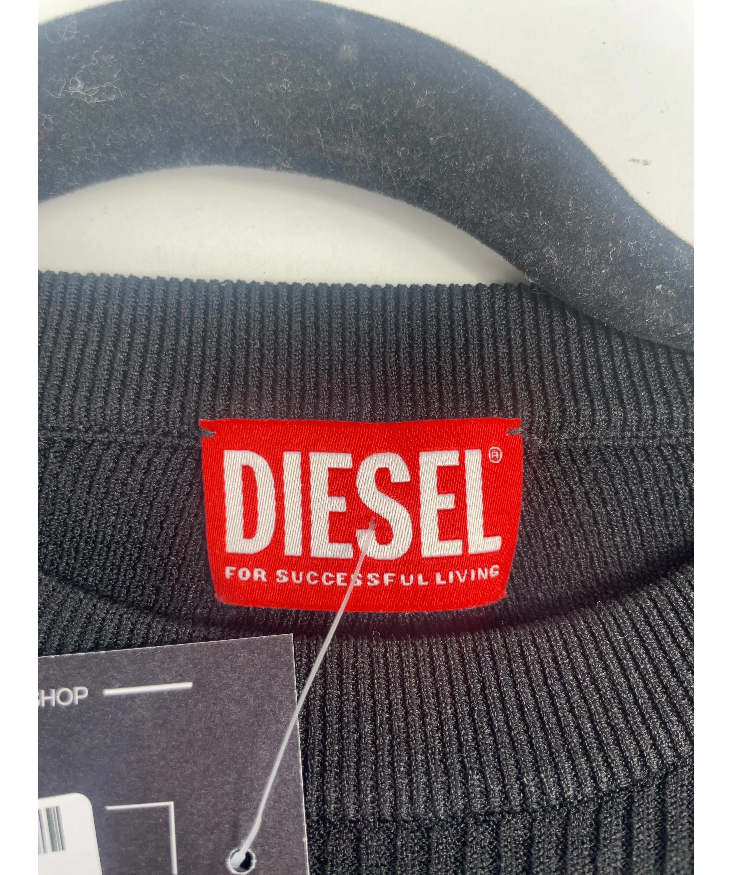 Diesel Black M-Valari Rib-Knit Crop Top Black, size UK S — detail