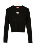 Diesel Black M-Valari Rib-Knit Crop Top Black, size UK S — front