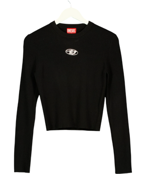 Diesel M-valari Rib-knit Crop Top Black UK S