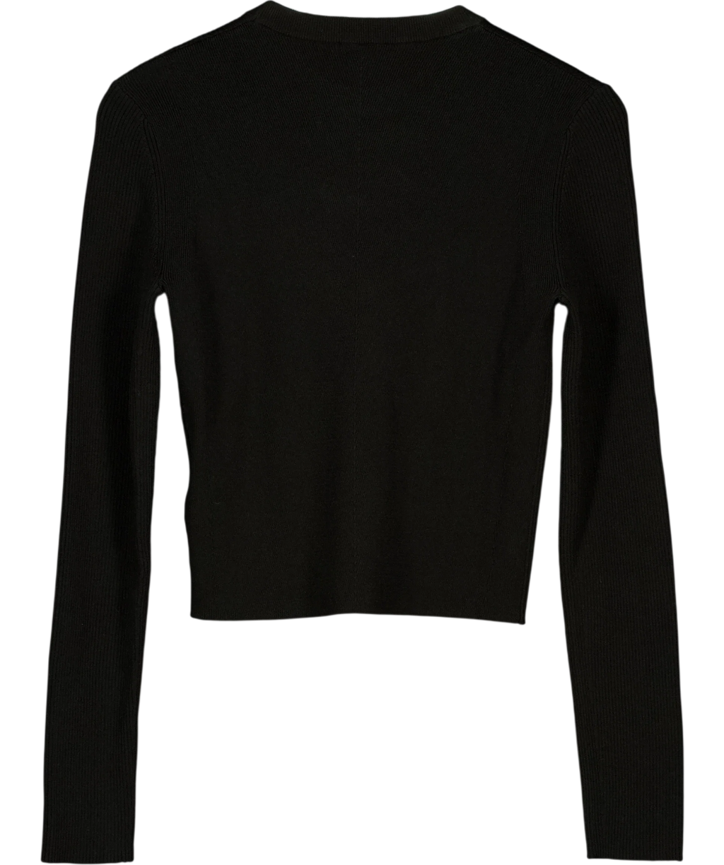 Diesel Black M-Valari Rib-Knit Crop Top Black, size UK S — back