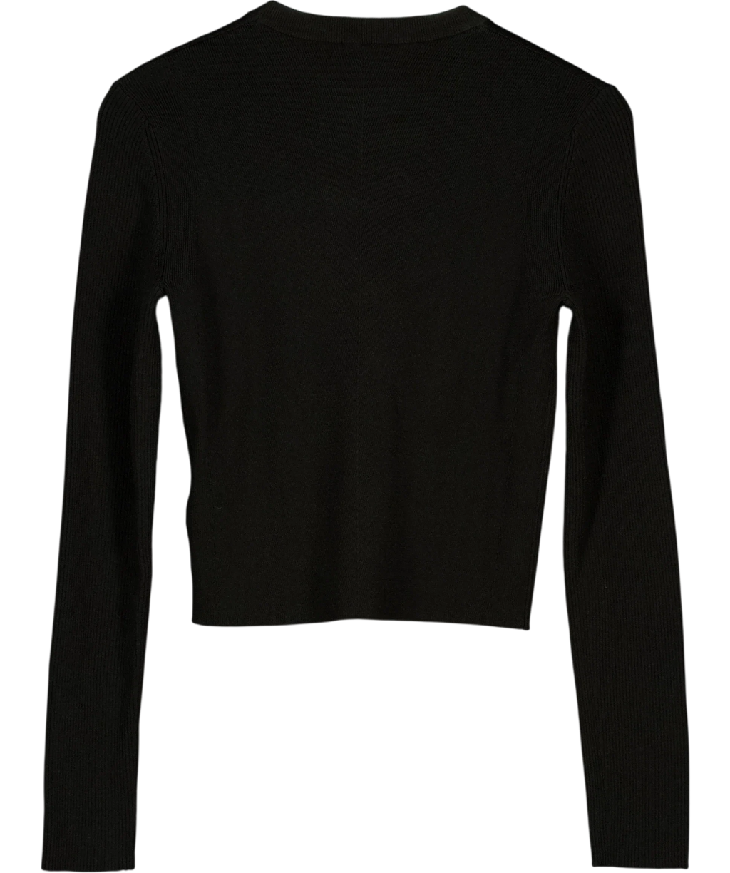 Diesel Black M-Valari Rib-Knit Crop Top Black, size UK S — back