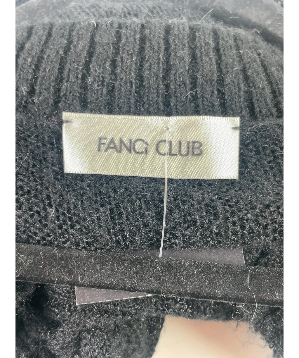 Fanci Club Black 3D Flower Detail V-Neck Knit Jumper Black, size UK S — detail