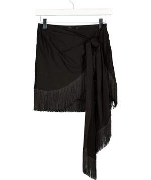 WHITE FOX Black Fringe Mini Skirt UK S
