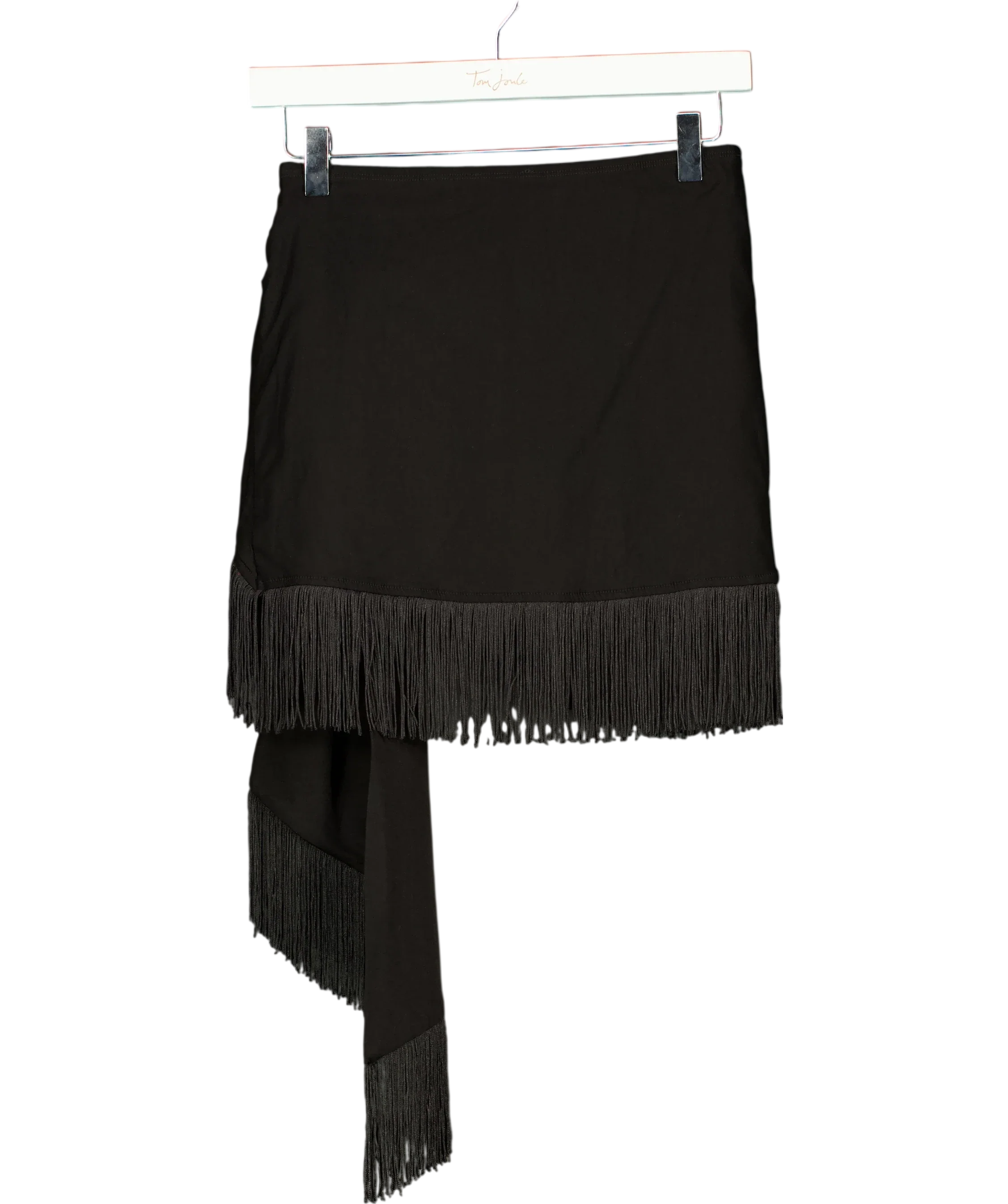WHITE FOX Black Fringe Mini Skirt UK S — Back