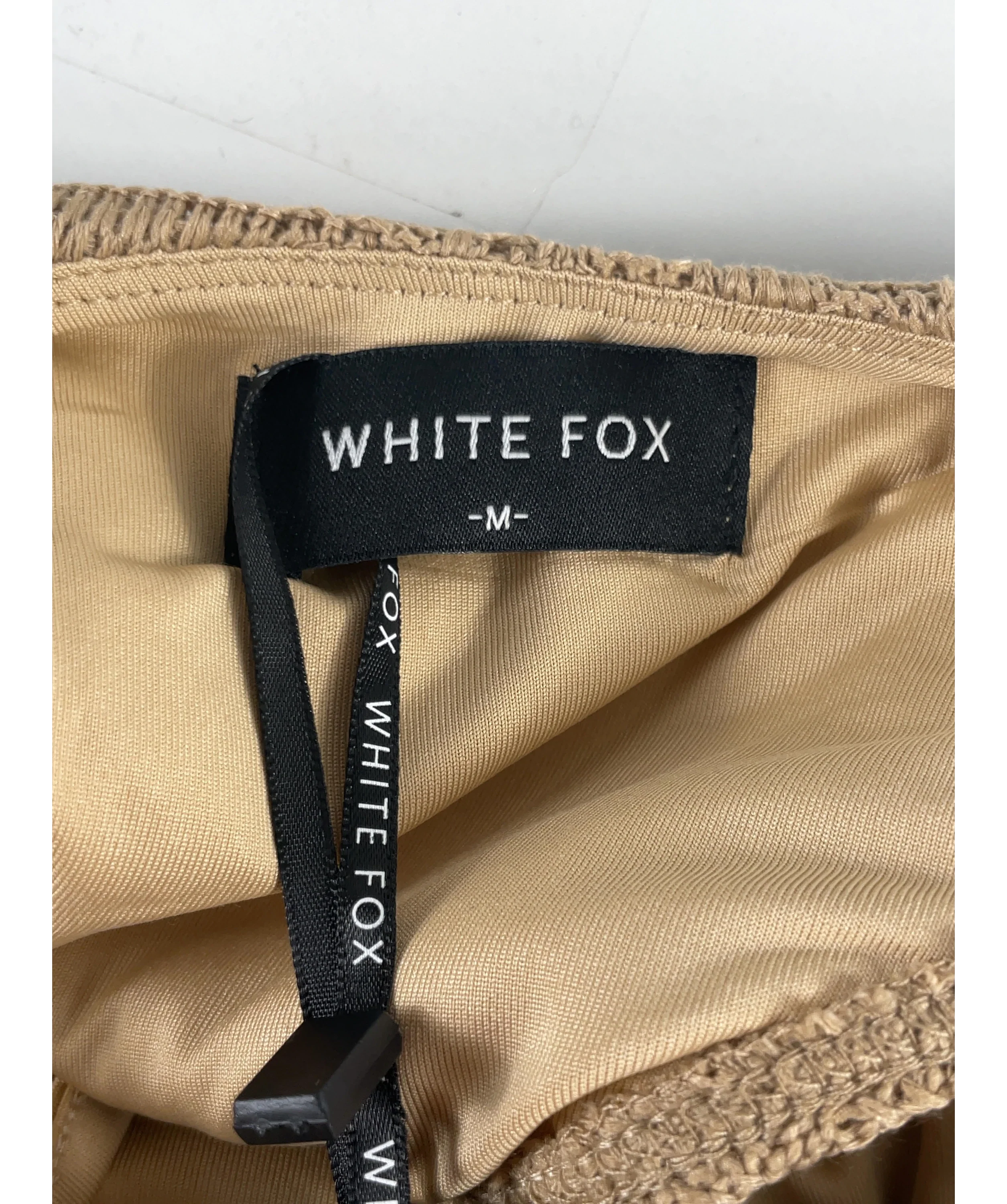 WHITE FOX Beige Milos Mermaid Bodysuit Sandy Brown, size UK M — detail