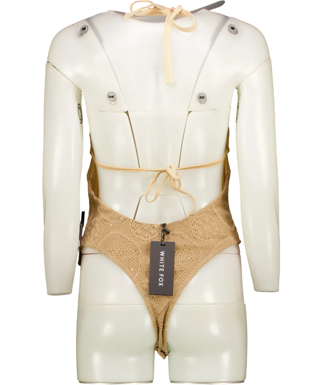 WHITE FOX Beige Milos Mermaid Bodysuit Sandy Brown, size UK M — back