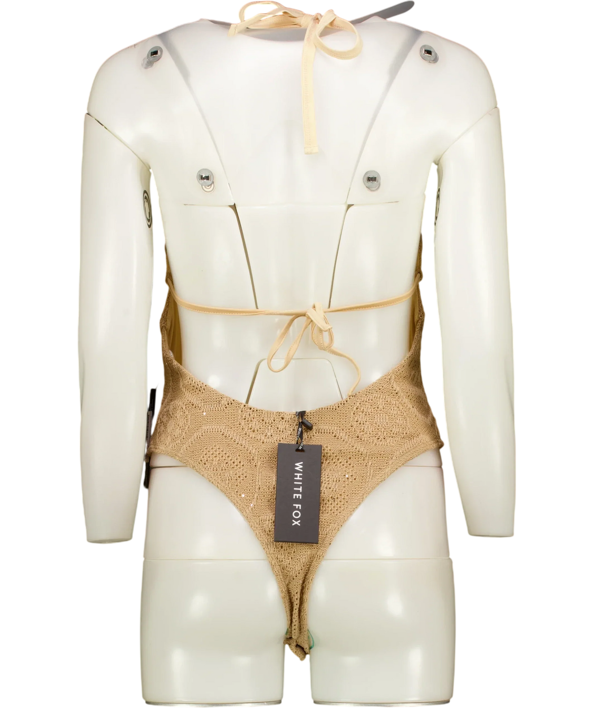 WHITE FOX Beige Milos Mermaid Bodysuit Sandy Brown, size UK M — back