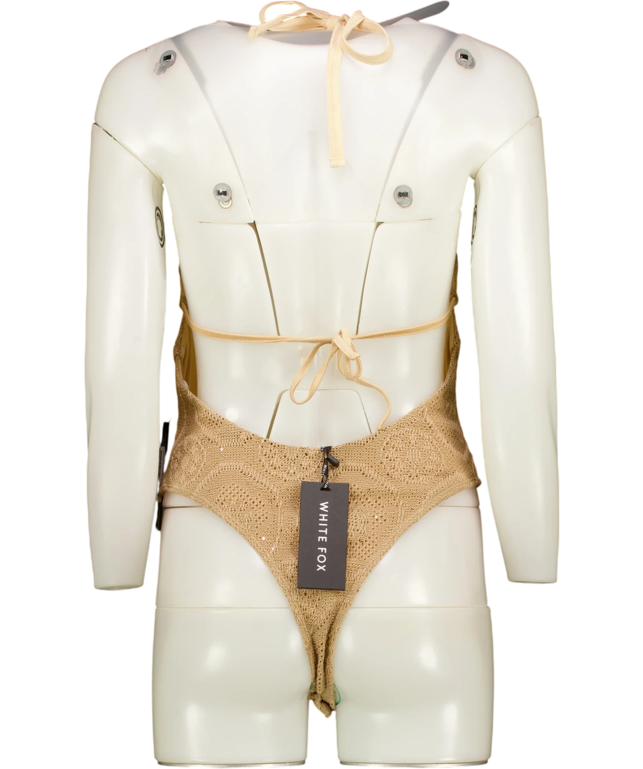 WHITE FOX Beige Milos Mermaid Bodysuit Sandy Brown, size UK M — back