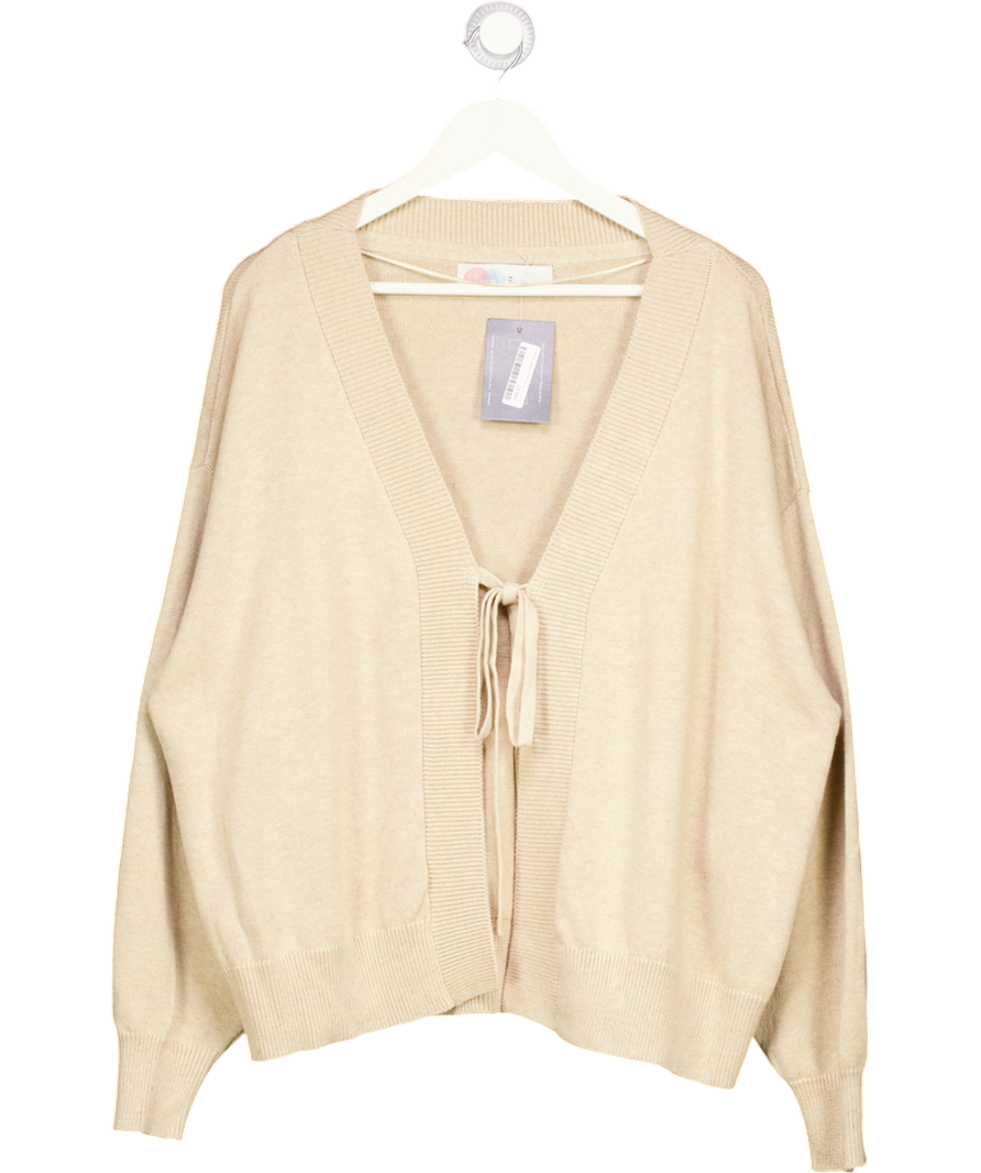 FREE PEOPLE BEACH Beige Solar Knitted Tie-front Cardigan UK M