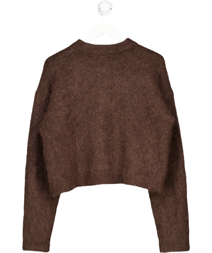 ASOS Brown Chunky Premium Alpaca Cardigan In Chocolate UK S