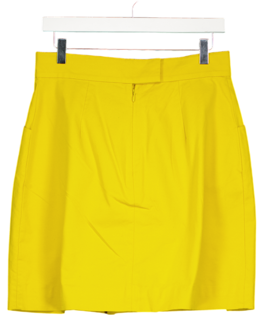 cos Yellow Pleated Cotton Skirt UK 10