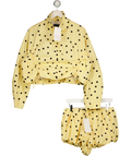 ZARA Yellow 2-piece Yellow/ Black Dot Gathered Jacket (uk S) & Balloon Shorts (uk Xs) Set UK XS/S