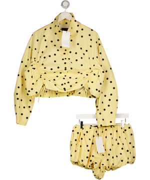 ZARA Yellow 2-piece Yellow/ Black Dot Gathered Jacket (uk S) & Balloon Shorts (uk Xs) Set UK XS/S