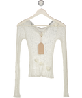 Meshki White Orianna Orchid Long Sleeve Knit Top UK M